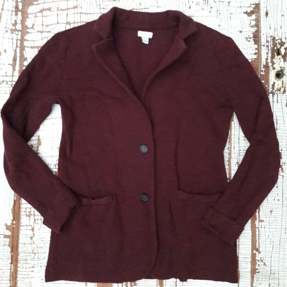 J Crew Factory Burgundy Sweater Blazer 